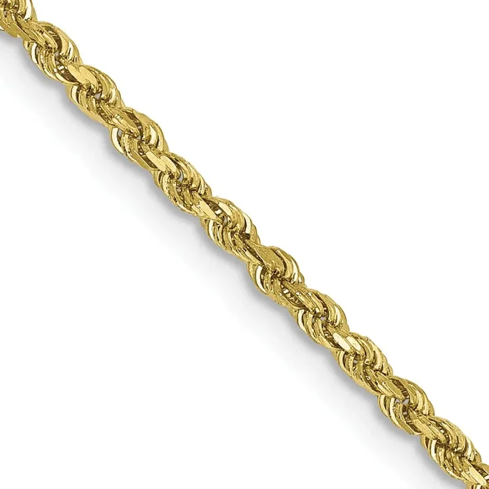 10KT Yellow Gold 22-inch 1.75MM Diamond-cut Lobster Clasp Rope Chain