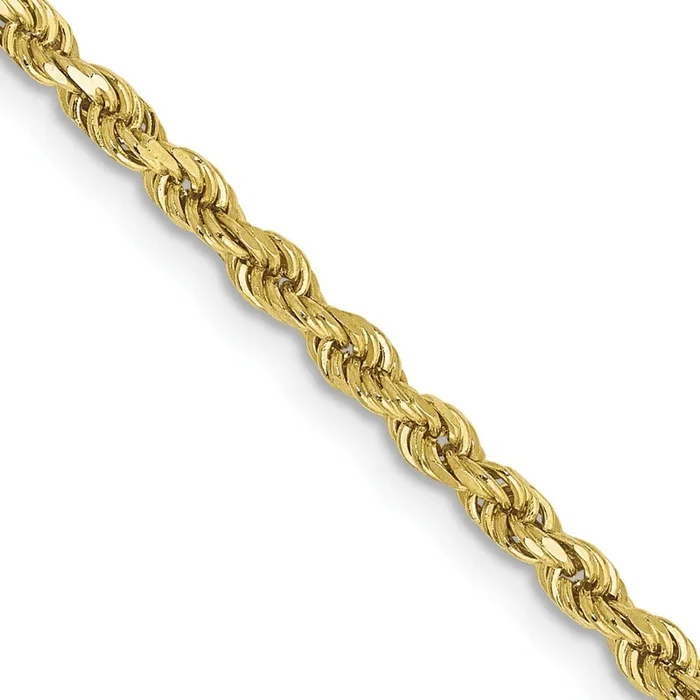 10KT Yellow Gold 22-inch 2.5MM Diamond-cut Lobster Clasp Rope Chain