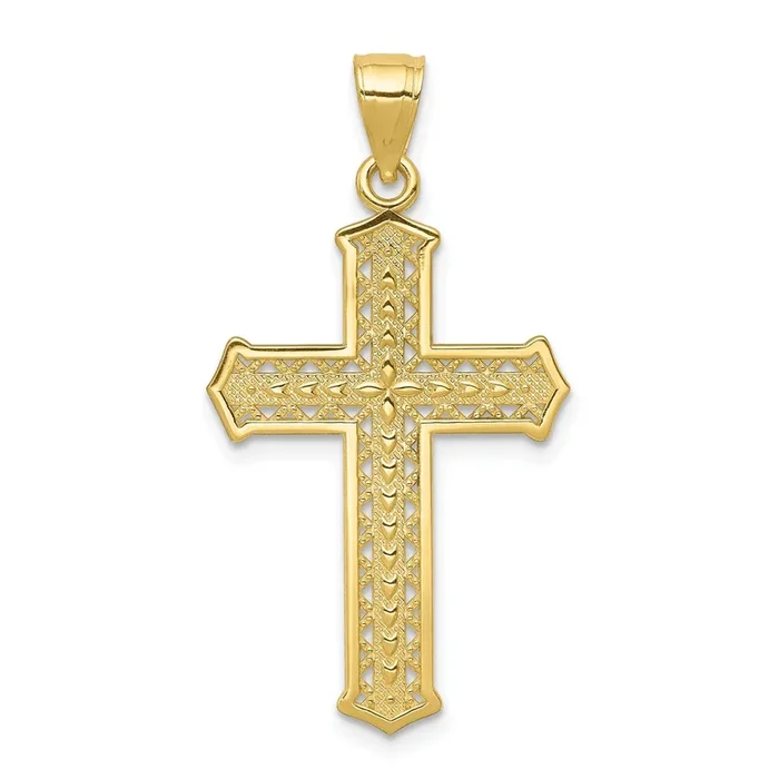 10KT Yellow Gold 35X19MM Cross Pendant. Chain Not Included