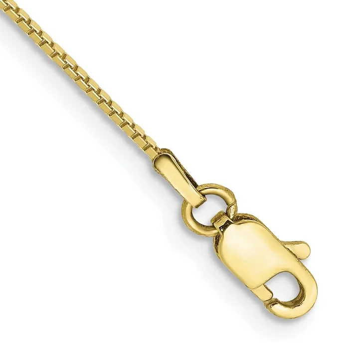 10KT Yellow Gold 7-inch 0.9MM Lobster Clasp Box Chain Bracelet