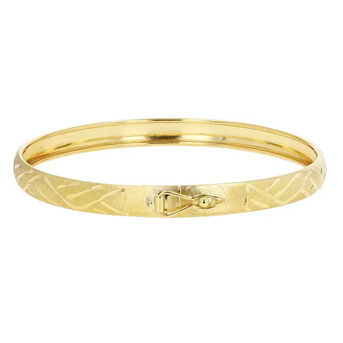 10KT Yellow Gold 7-inch 6MM Diamond-cut Bangle Bracelet