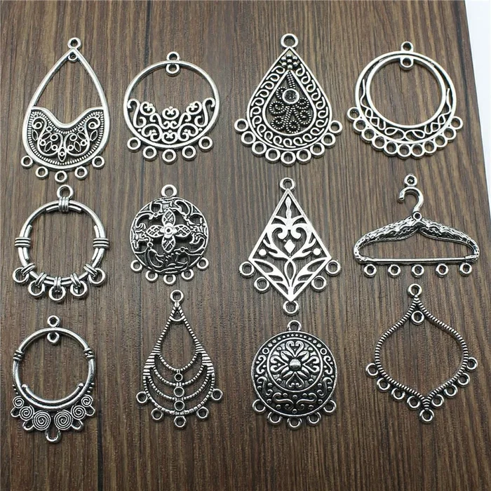 10pcs/lot Earring Connector Charms Antique Silver Color Earring Charms Connector For Jewelry Making
