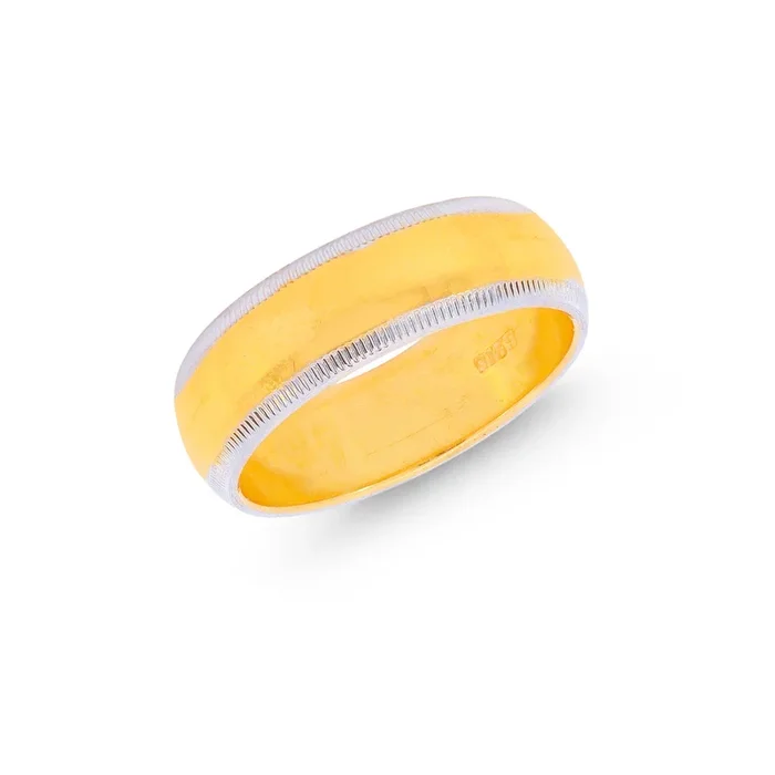 11.25 Size Two tone Milgrain Band in 22K Gold