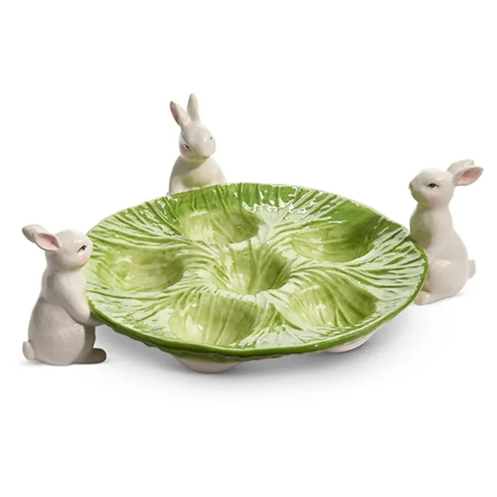 11.5″ Cabbage Bunny Egg Holder Plate