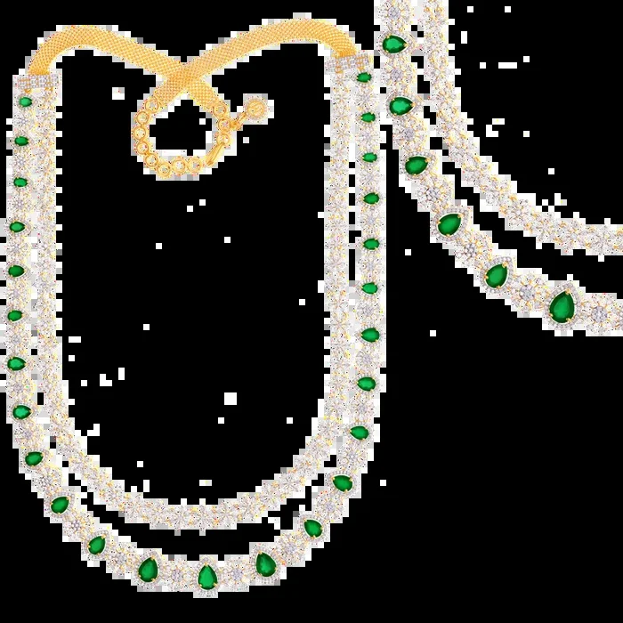 13.71Ct VVS/EF Diamond Patta Haaram With Gemstones in 18K Gold