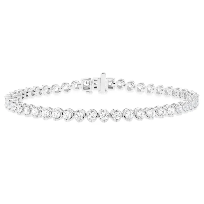 14ct White Gold 3.80 Carats Diamond Tennis Bracelet With 46 Brilliant Diamonds 17.5cm