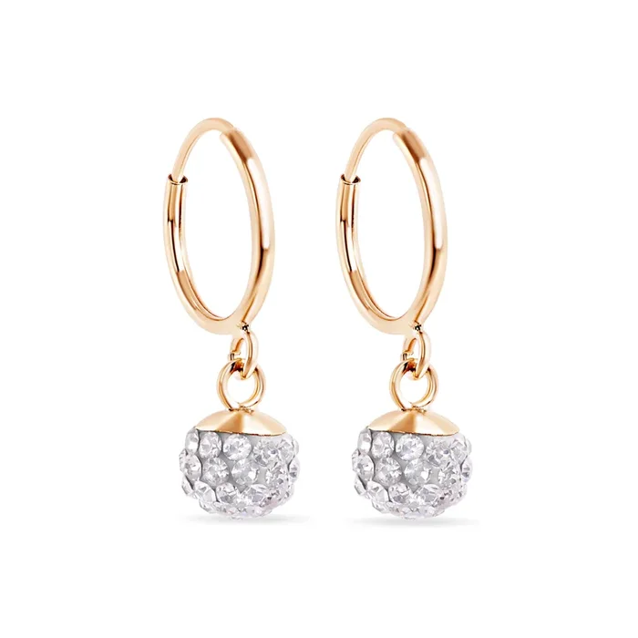 14E00444. – Pendientes de aro de 11 mm con circonita cúbica transparente de 14 quilates