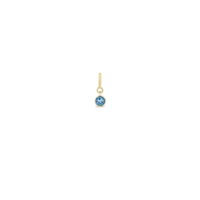 14k Aquamarine Charm Pendant with Spring Ring
