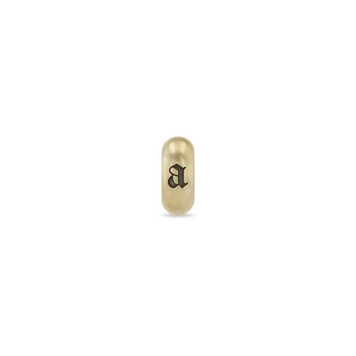 14k Brushed Gold Engraved Initial Letter Half Round Slide Bead Charm