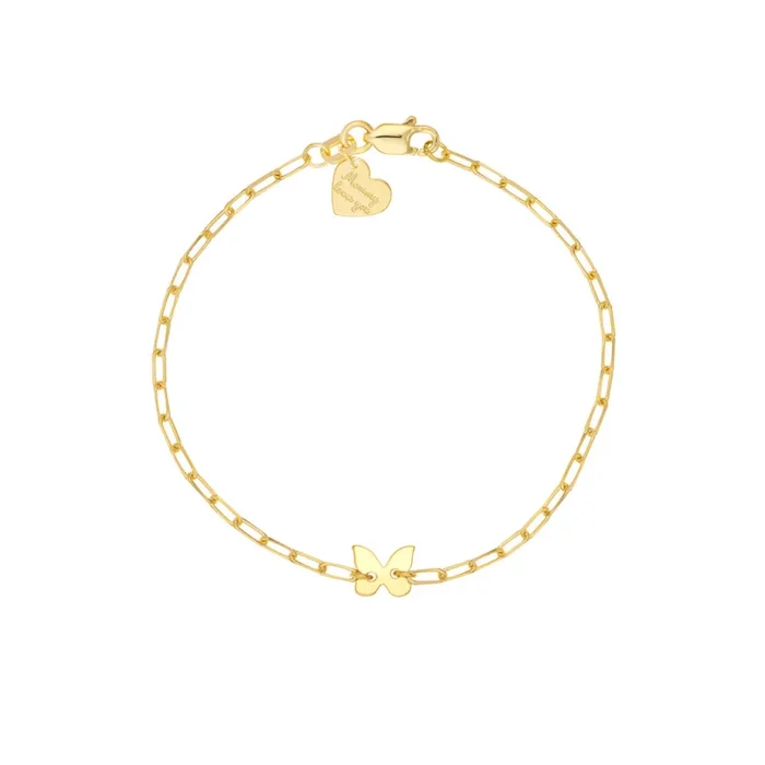 14k Child’s Butterfly and Heart Bracelet, 6″