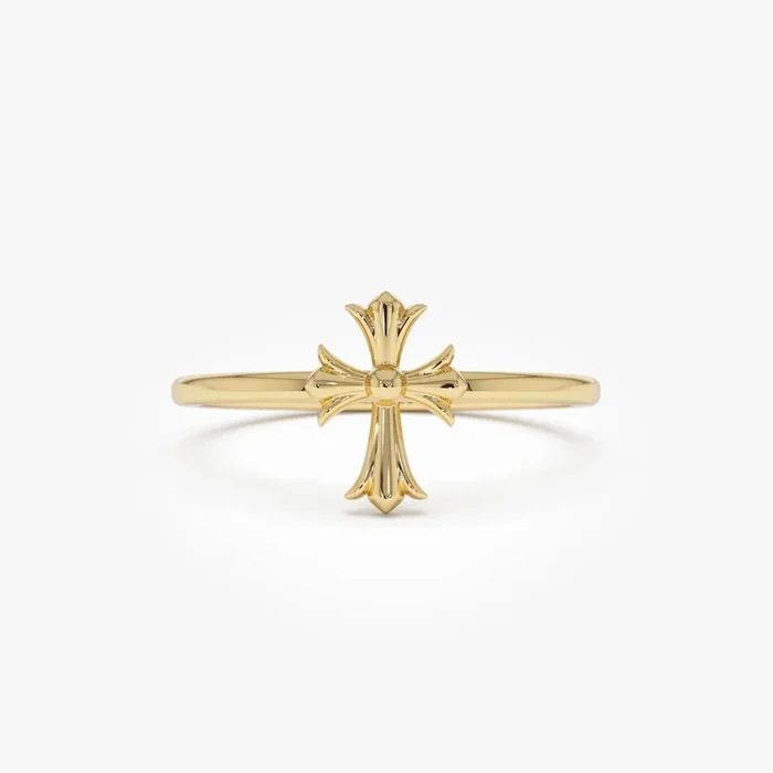 14K Chrome Hearts Cross Band Ring