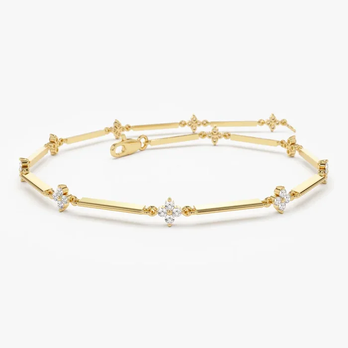 14k Clover Setting Diamond Infinity Bracelet