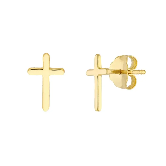 14k Cross Studs