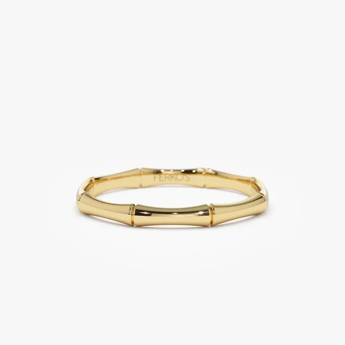 14k Dainty Minimal Bamboo Gold Ring
