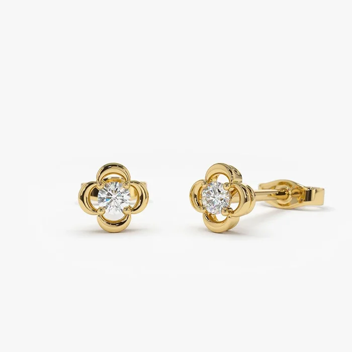 14k Diamond Clover Earrings