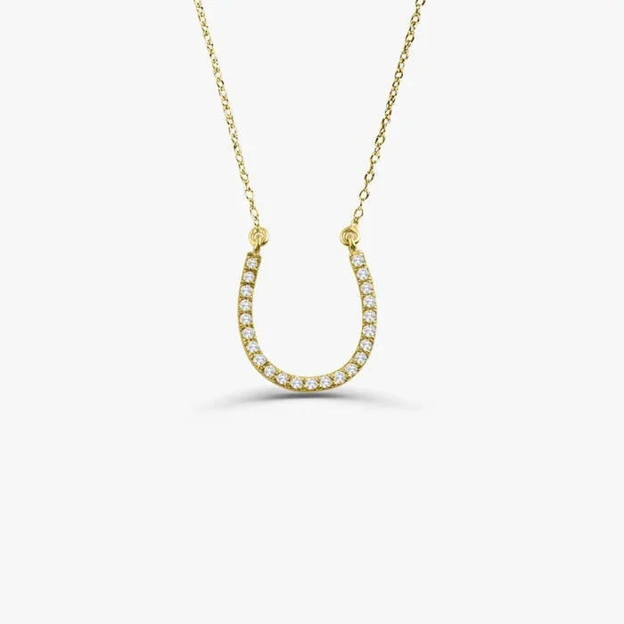 14k Diamond Large Horseshoe Necklace