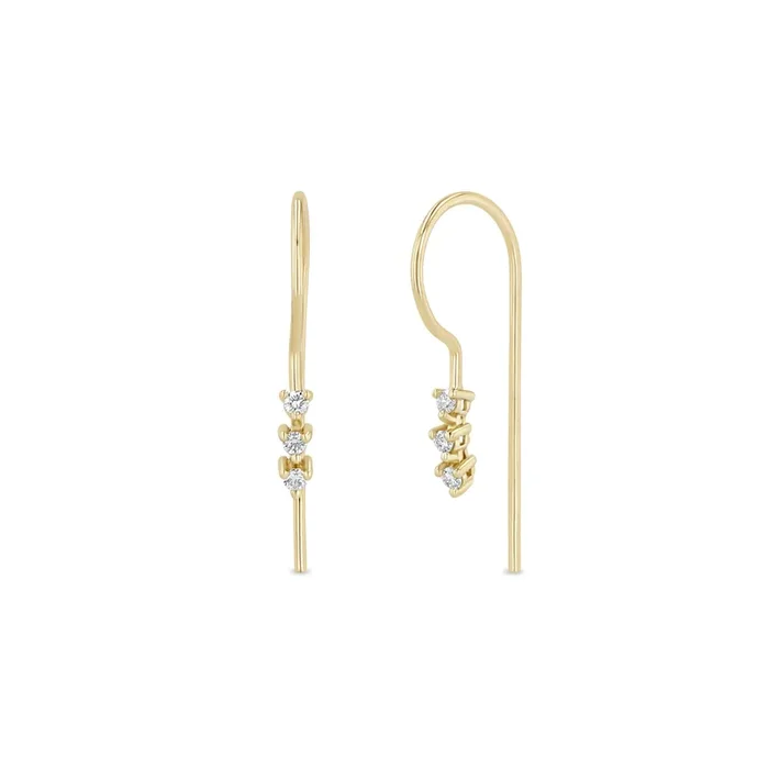 14k Diamond Tennis Wire Hook Earrings