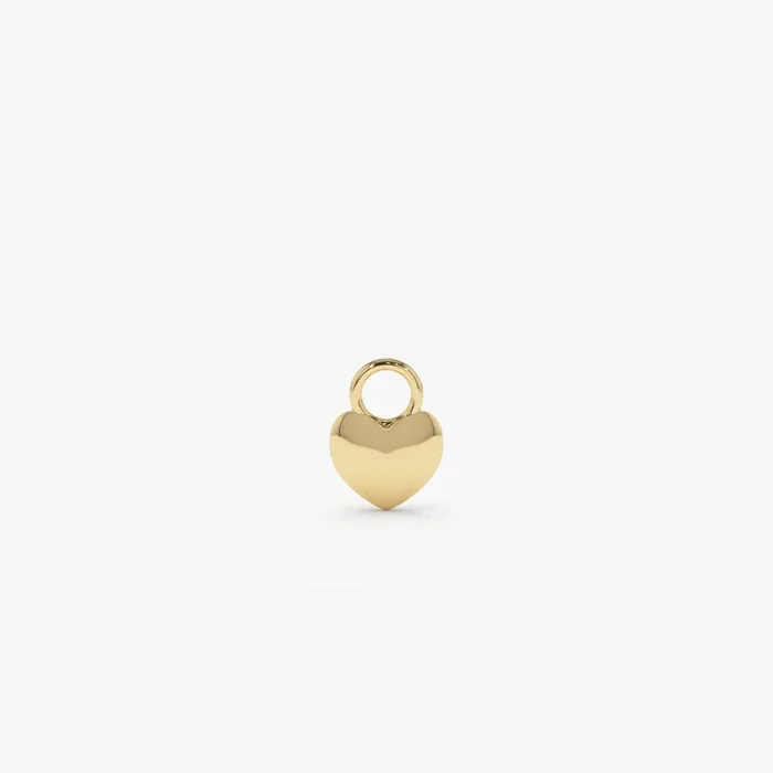 14k Dome Heart Hoop Charm