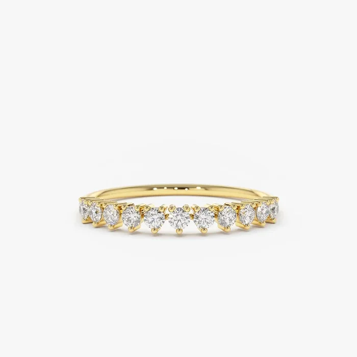 14K Gold 3 Prong Diamond Wedding Ring