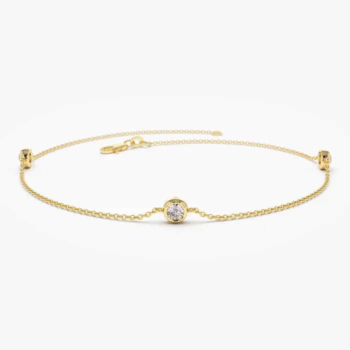 14K Gold 3 Stone 0.30ctw Diamond by The Yard Solitaire Bracelet