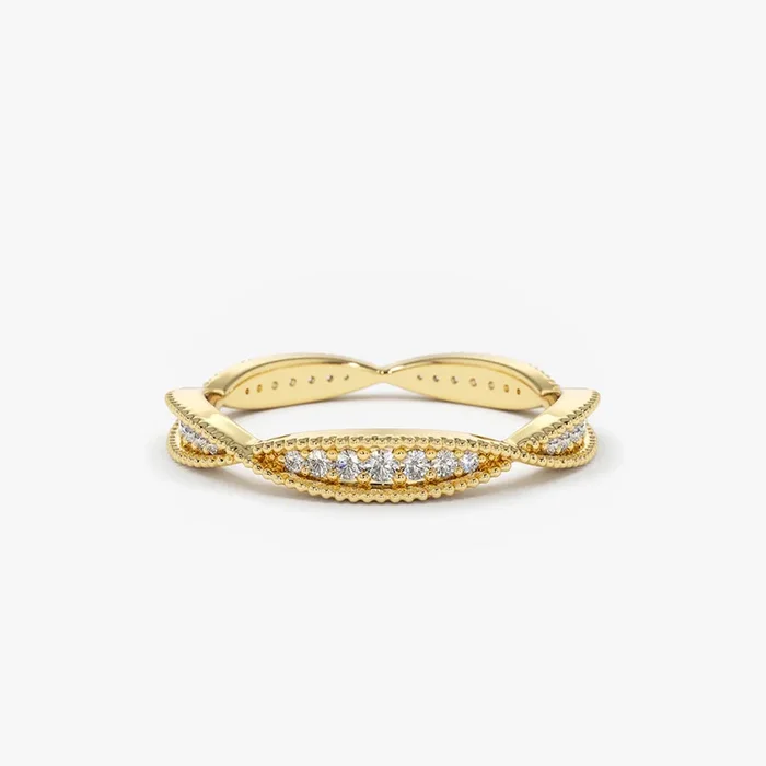 14K Gold Art Deco Graduating Diamond Full Eternity Ring