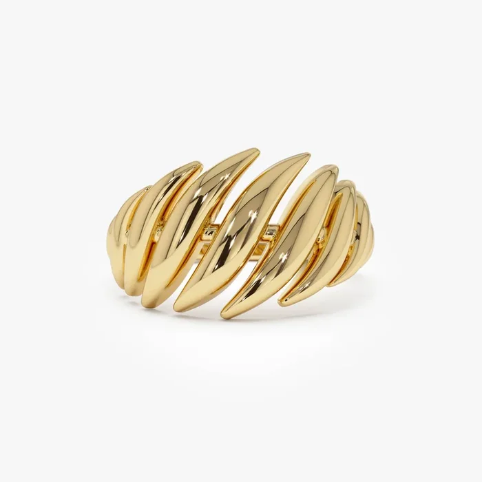 14k Gold Chunky Wave Dome Cocktail Ring