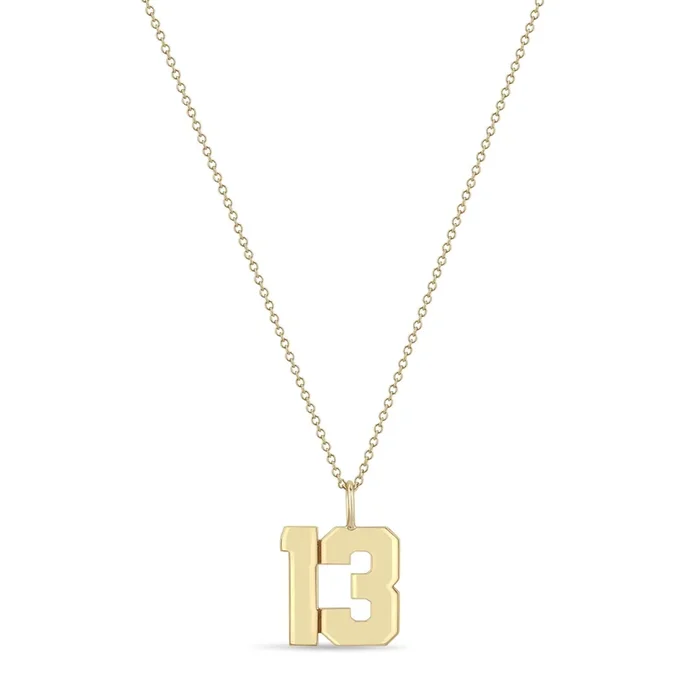 14k Gold Custom Large Varsity Number Necklace