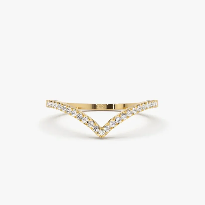 14K Gold Diamond Chevron Ring