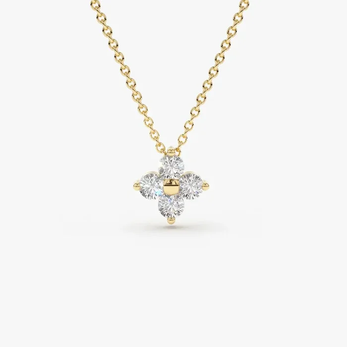 14K Gold Diamond Clover Necklace