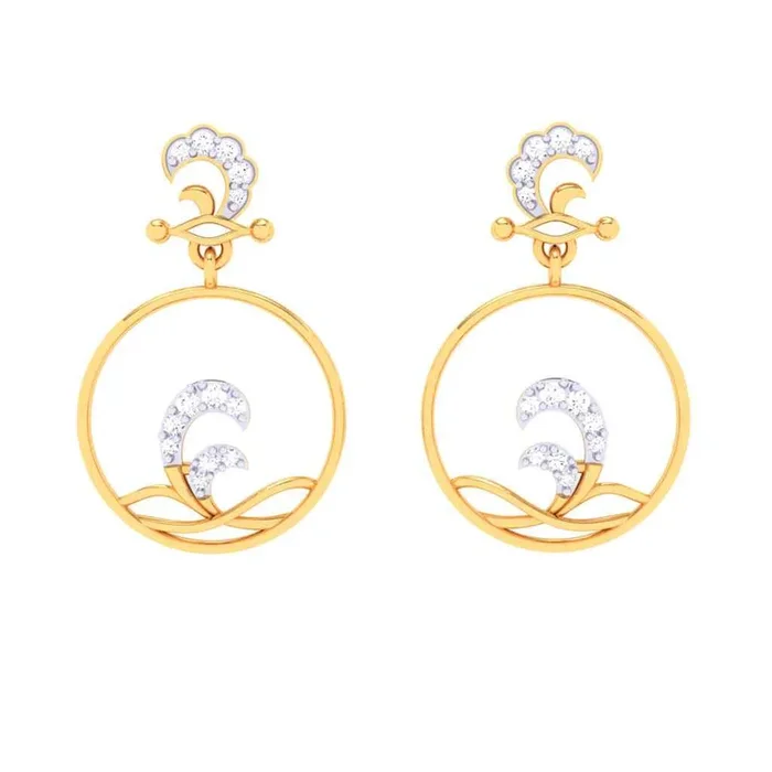 14k Gold Earrings Gems & Hoop Design From Amazea Collection