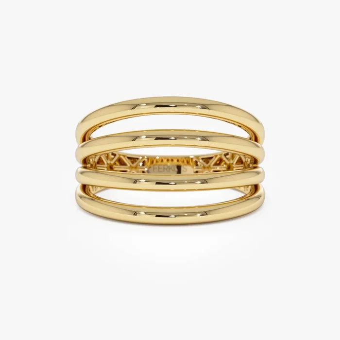 14k Gold Four Band Statement Ring
