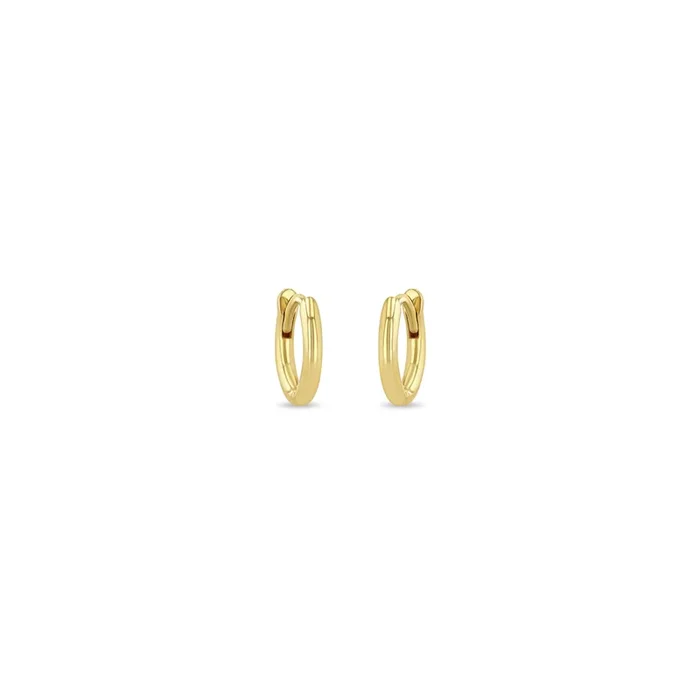14k Gold Hinge Huggie Hoops