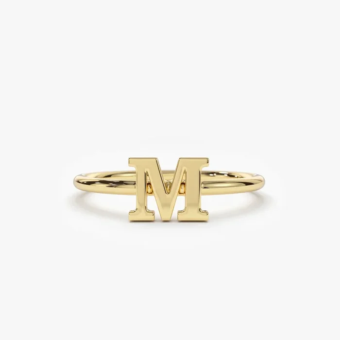 14K Gold Initial Letter Ring