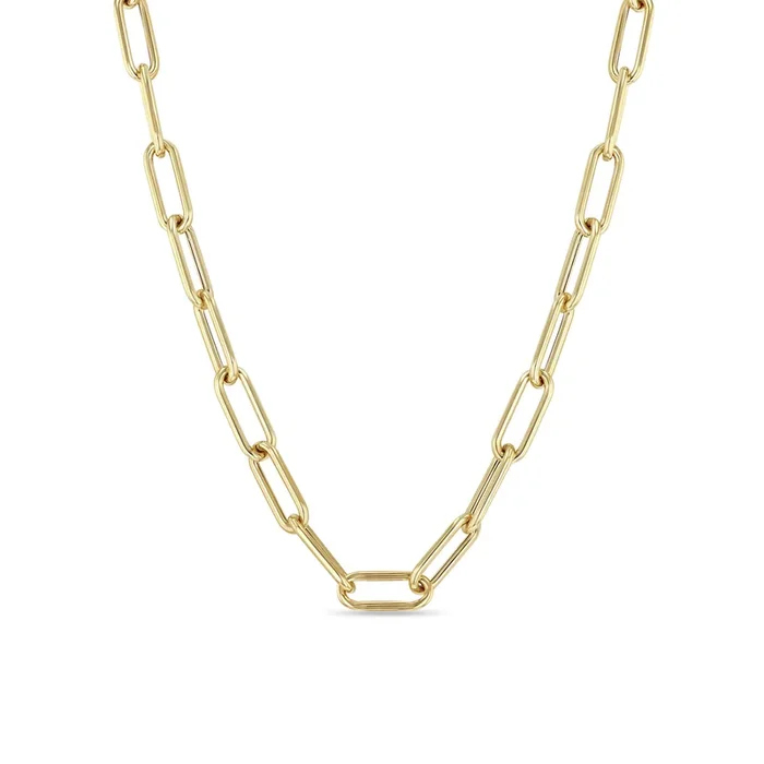 14k Gold Large Paperclip Chain Necklace
