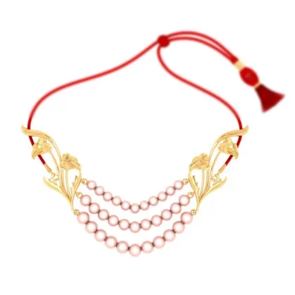 14k Gold Necklace Design With Pink Beads