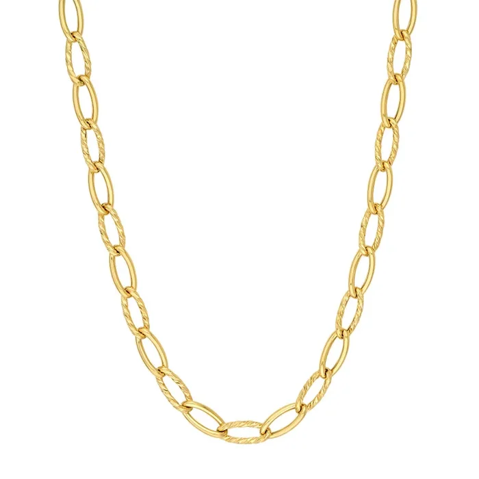 14k Gold Oval Twist Polished Links Chain, 18″