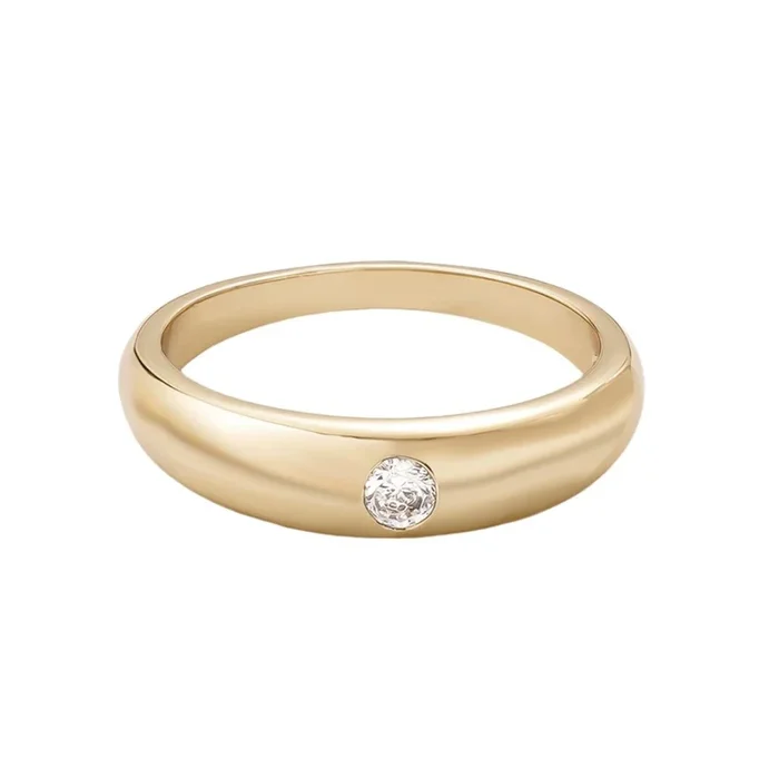 14k Gold Plated CZ Chubby Band Ring