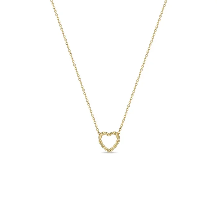 14k Gold Small Twisted Heart Necklace