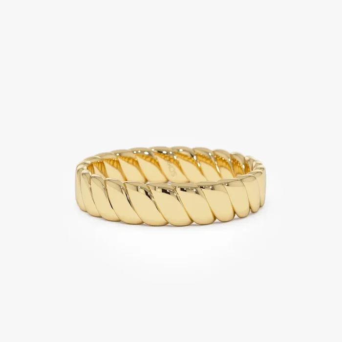 14K Gold Twisted Bold Band Ring