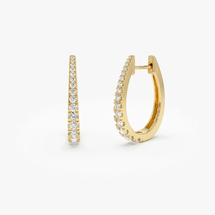 14k Graduating Statement Diamond Hoop Earrings