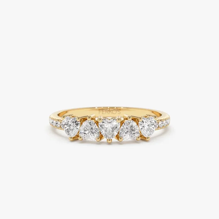 14k Heart Shaped Diamond Ring w/ Pave Diamonds