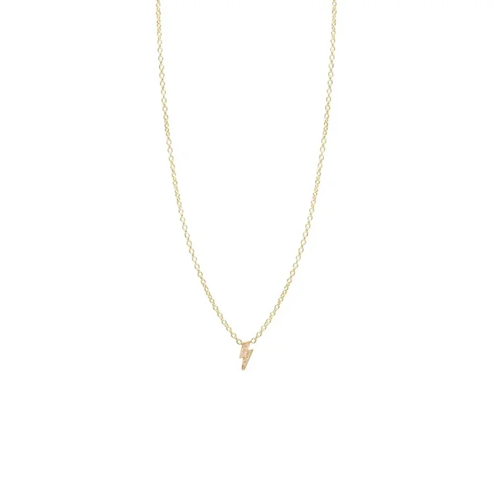 14k Itty Bitty Pavé Diamond Lightning Bolt Necklace