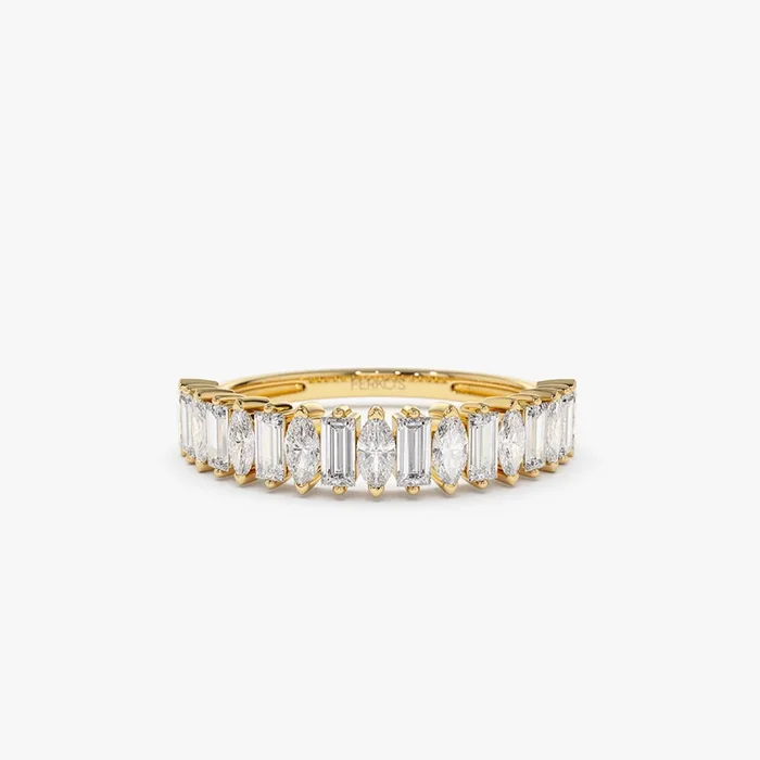 14k Marquise & Baguette Diamond Wedding Ring
