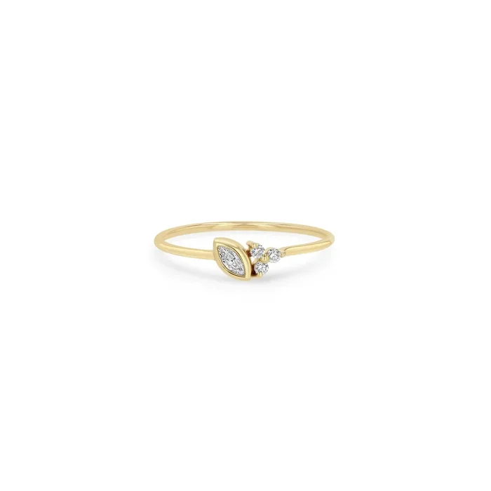 14k Marquise & Prong Diamond Trio Ring