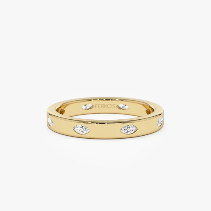14k Marquise Shaped Full Eternity Flush Setting Diamond Band