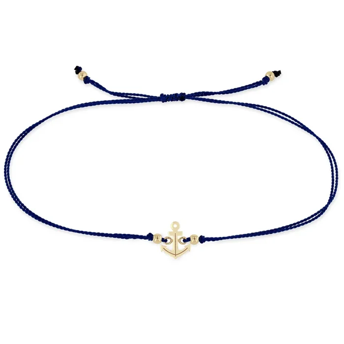 14k Midi Bitty Anchor Cord Bracelet