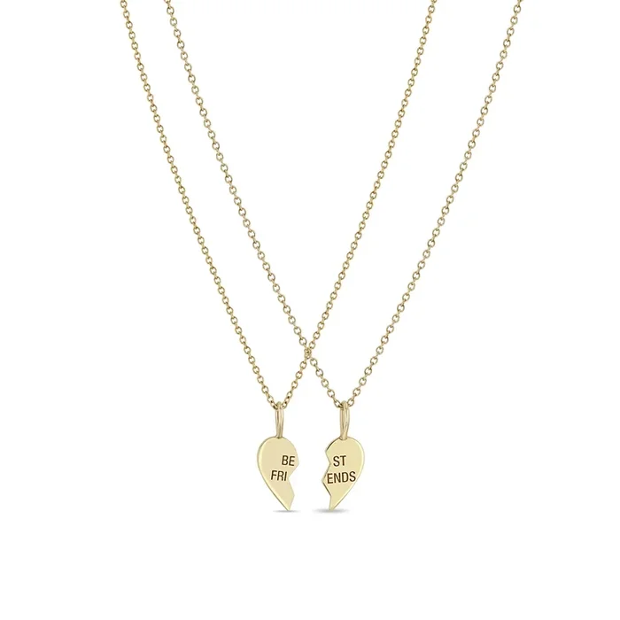 14k Midi Bitty Best Friends Heart Necklace Set