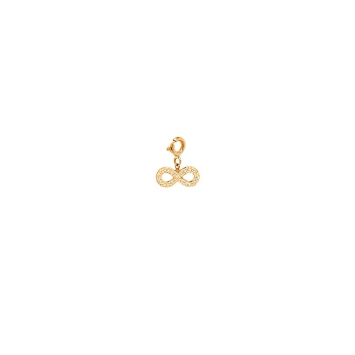 14k midi bitty pave infinity charm with spring ring