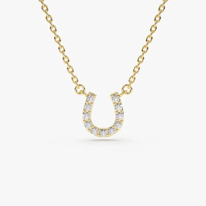 14K Mini Diamond Horseshoe Necklace