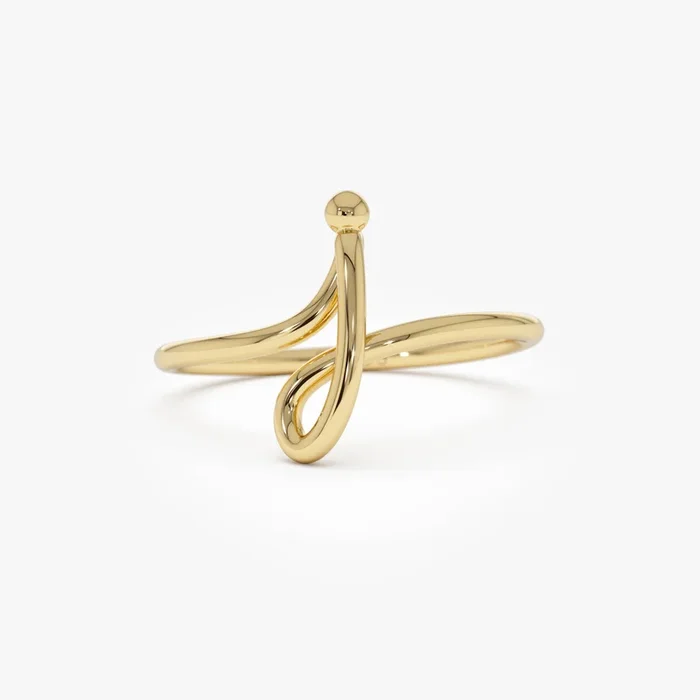 14K Minimalist Wire Letter Ring